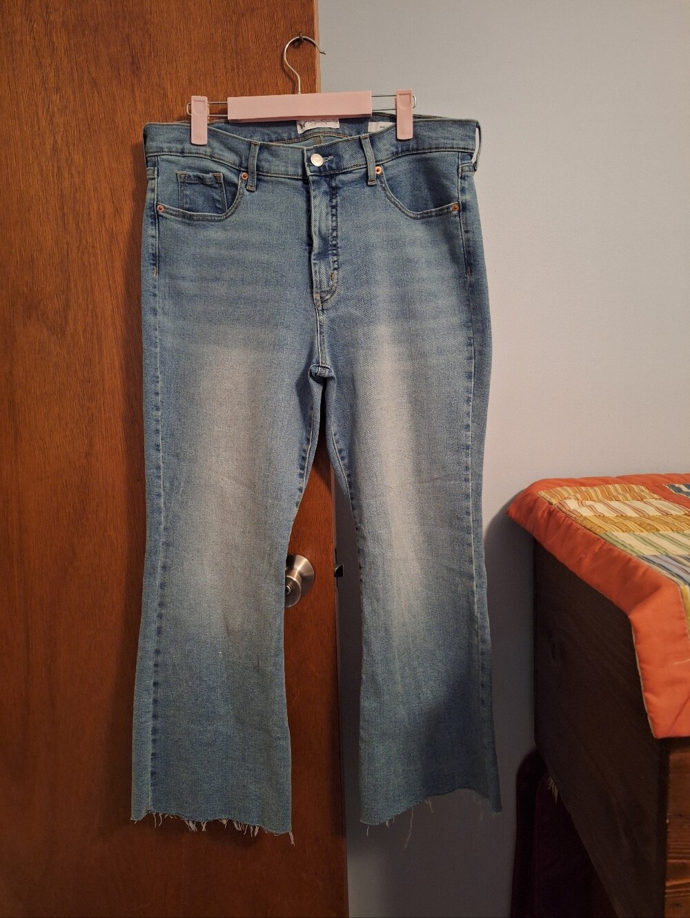 Jessica Simpson Light Blue Flare Leg Raw Hem Jeans Women's Size 12